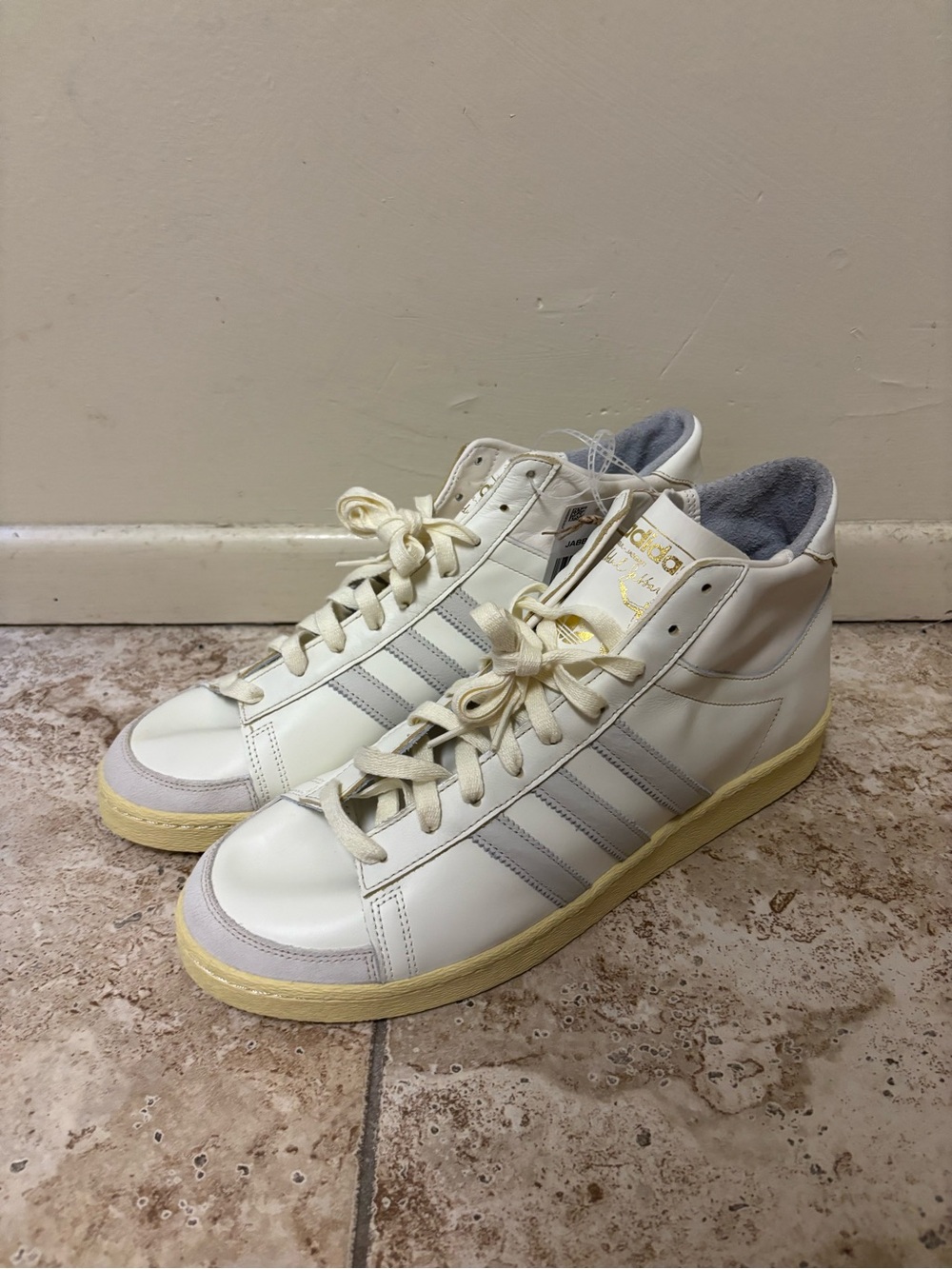 Adidas Jabbar High Top Sneakers IH3183- Off White Orbit Grey- Men 14 NWT